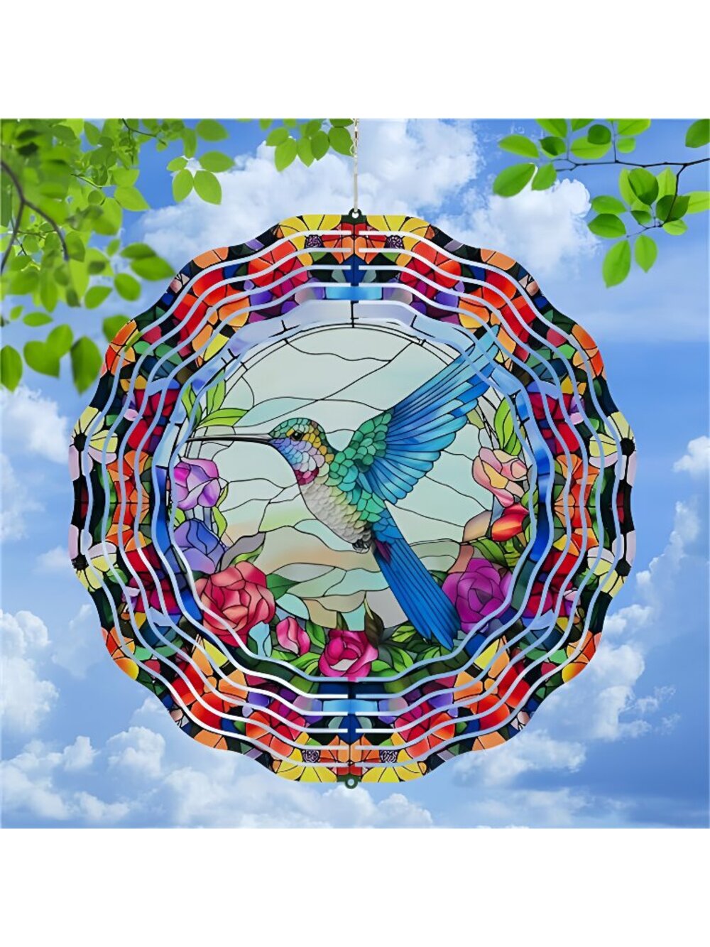 Wind Spinners Outdoor Hummingbird - Hanging 12 inch 3D for Garden Decor
